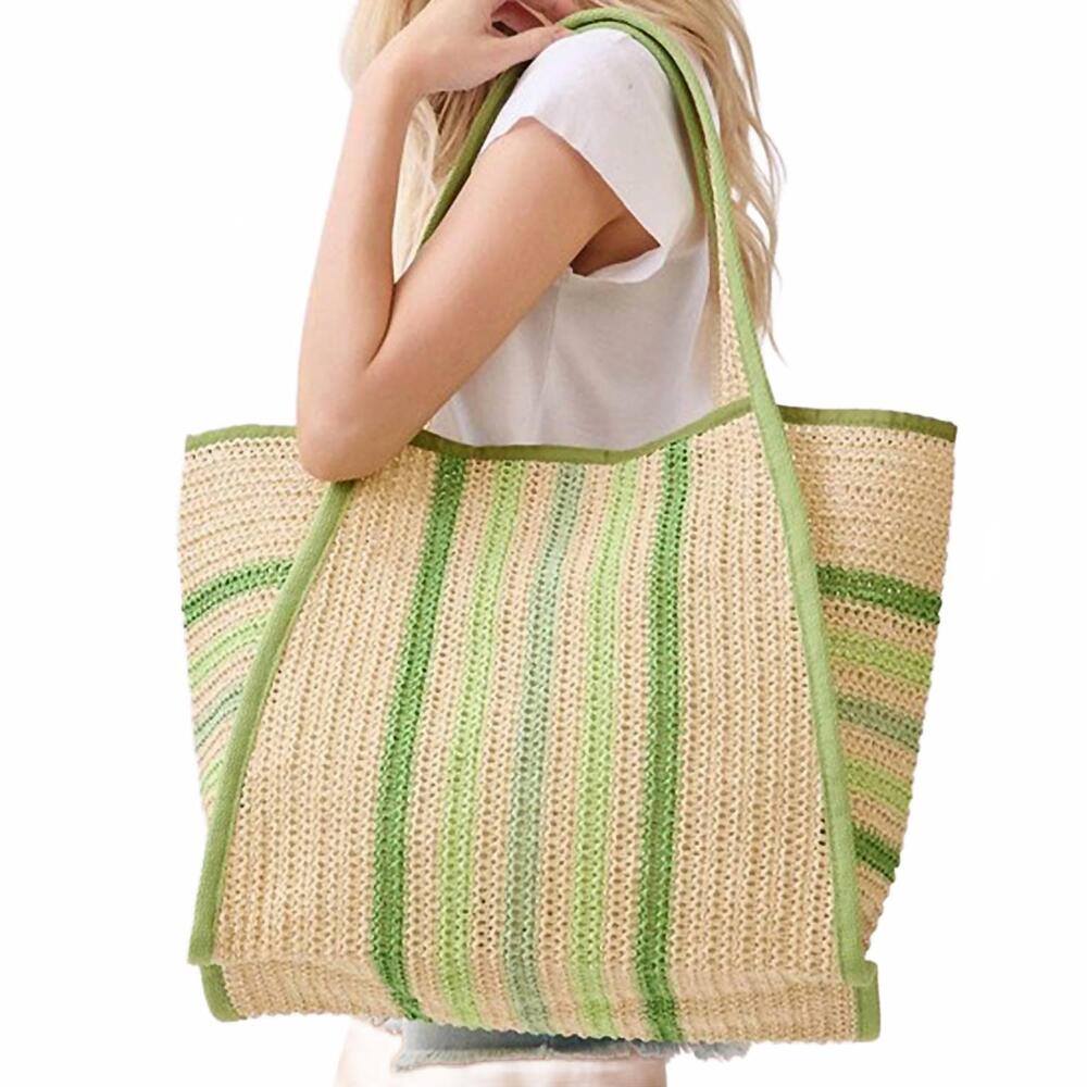 NEW 3AM BY H&D ACCESSORIES women's paper straw tote bag with multicolor stripes